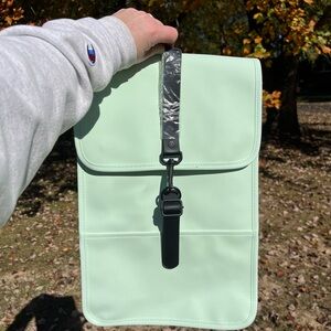 Mint Green RAINS mini Backpack with Black Strap